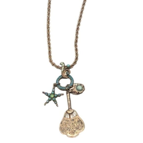 Mariana Gold-Tone Nautical Pendant Necklace Chain Starfish Key Charms READ NEW - Picture 1 of 7